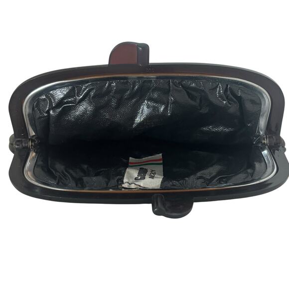 Vintage Black Leather Small Clutch 7” x 5” Snap Closure Made in Italy Clean - Picture 4 of 7